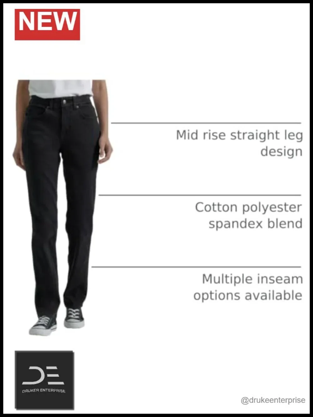 Lee Women's Petite Straight Leg Jeans, Mid Rise, Stretchable Comfortable Denim